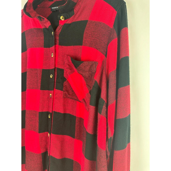 Torrid Lizzie Brushed Rayon Acrylic Button Down Long Sleeve Shirt Plus Size 2 2X - Picture 4 of 9